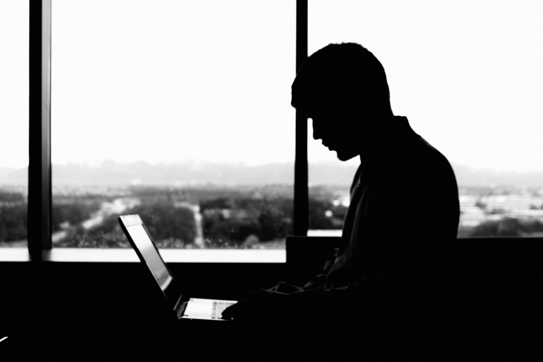 Person working by a window